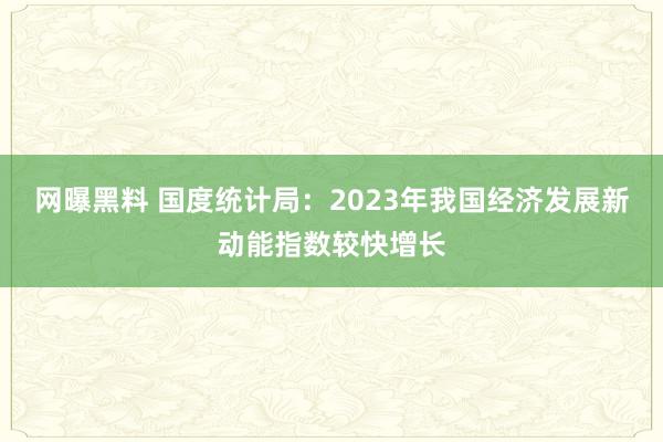 网曝黑料 国度统计局：2023年我国经济发展新动能指数较快增长
