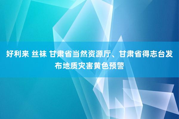 好利来 丝袜 甘肃省当然资源厅、甘肃省得志台发布地质灾害黄色预警