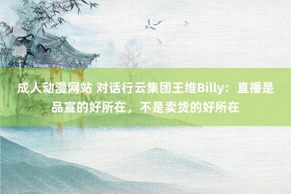 成人动漫网站 对话行云集团王维Billy：直播是品宣的好所在，不是卖货的好所在