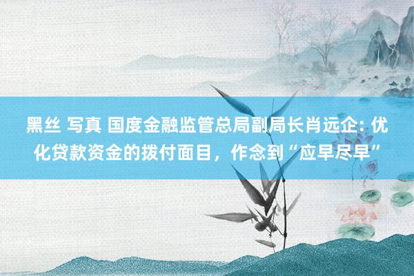 黑丝 写真 国度金融监管总局副局长肖远企: 优化贷款资金的拨付面目，作念到“应早尽早”